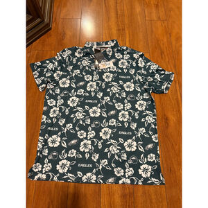 Men's Reyn Spooner Green & White Eagles Floral Polo Shirt L